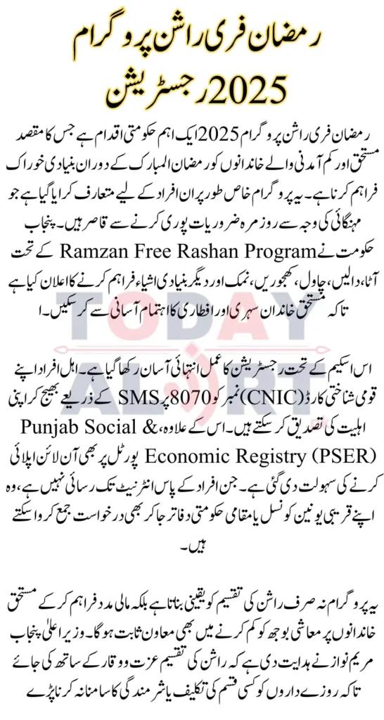 Ramzan Free Rashan Program 2025 Apply Online Via PSER & 8070