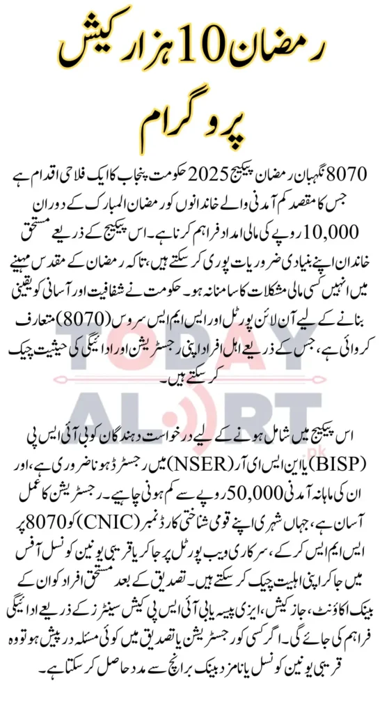 8070 Nigehban Ramzan Package Online Registration 10000 Cash